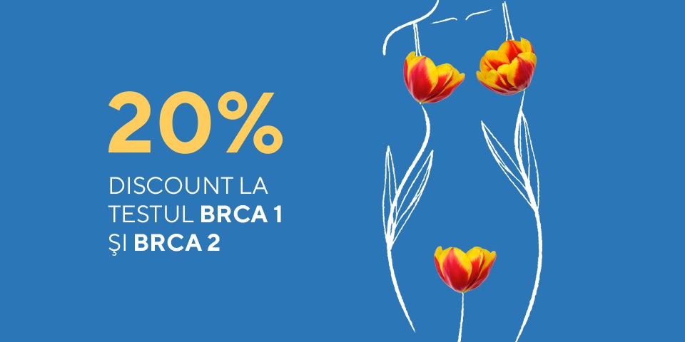 -20% la testul de predispoziție la cancerul ereditar de sân și ovar - BRCA1 și BRCA2