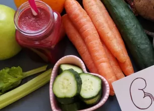 Alimente sanatoase si un desen cu rinichii