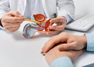 Medic explicand unui pacient procedura de implantare de spacer rectal