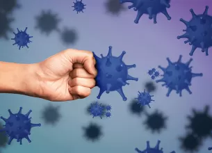 Pumn inclestat luptand cu virusuri, imagine sugestiva pentru imunitate puternica.