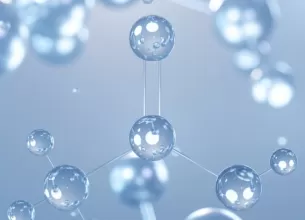 Structura moleculara a acidului acetic ilustrata 3D