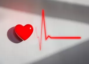 Inima rosie cu linie de ritm cardiac in ilustratie medicala