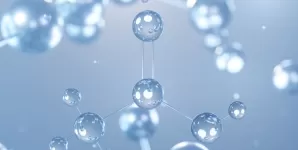 Structura moleculara a acidului acetic ilustrata 3D