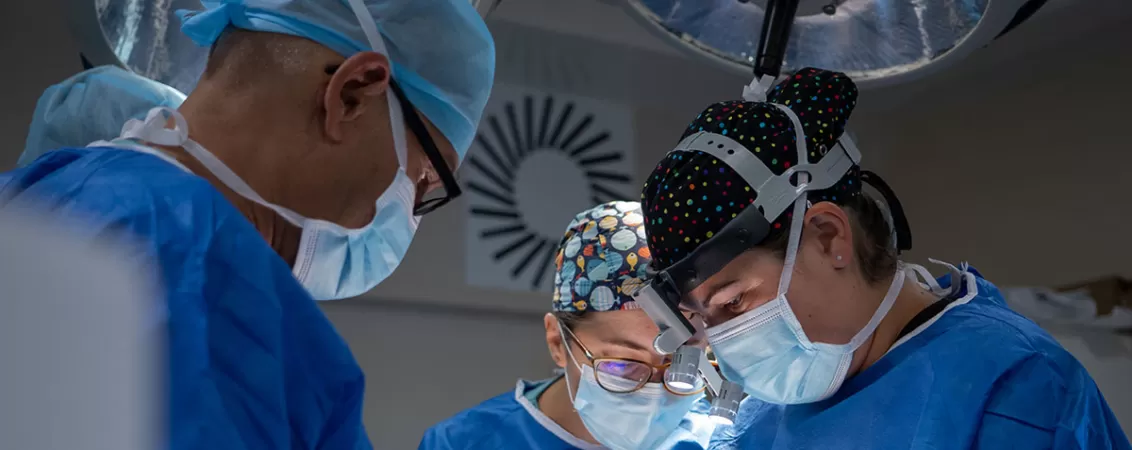 Dr Alexandra si Alexandru Traila in timpul operatiei de endometrioza