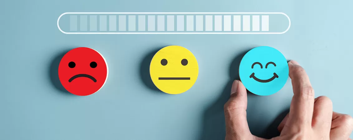 Nivelul sanatatii mintale exprimat cu ajutorul emoticoanelor, accentul fiind pe pozitivitate maxima