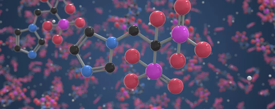 Ilustratie moleculara tip ball-and-stick care prezinta structura chimica a acidului zoledronic