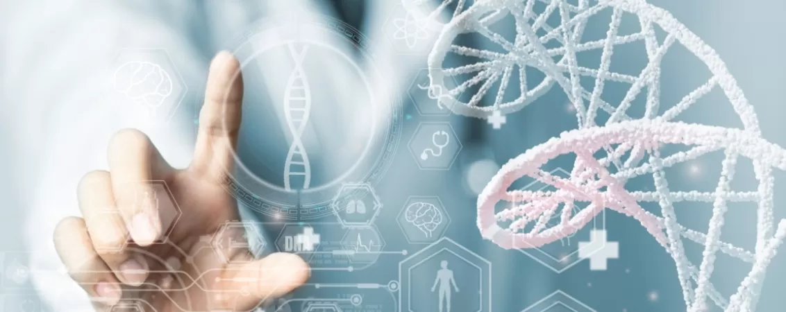 Mana unui medic si holograma a ADN-ului uman