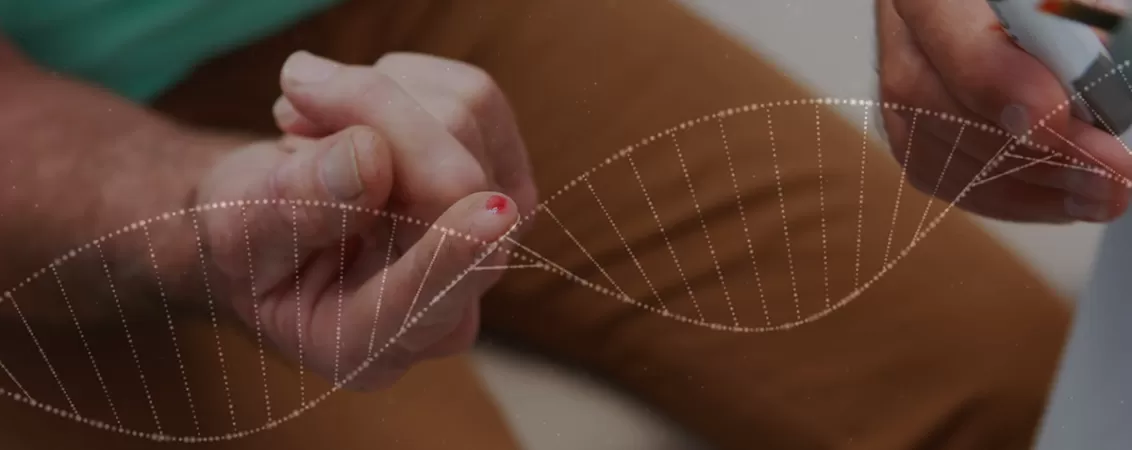 Imagine ADN si pacient folosind un glucometru.