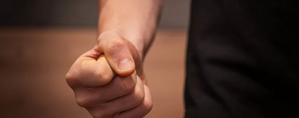 Pumnul unui barbat, sugerand comportament agresiv
