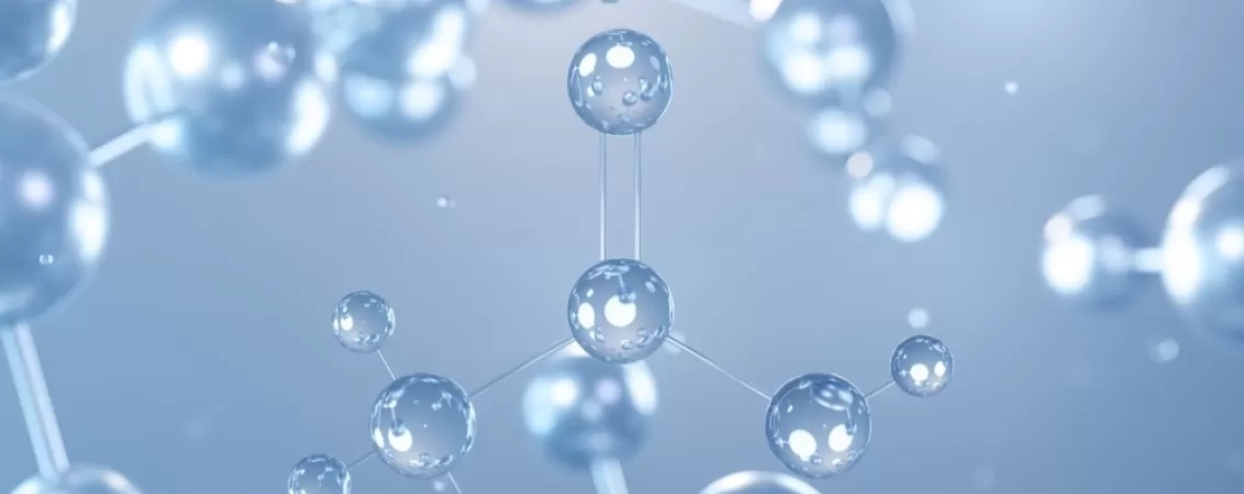 Structura moleculara a acidului acetic ilustrata 3D