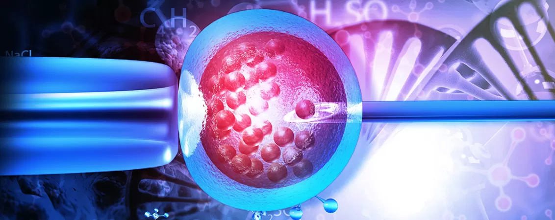 Ilustratie 3D despre fertilizarea in vitro pe fundal stiintific