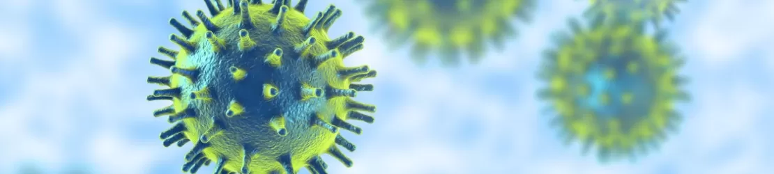 ilustratie cu virusuri patogene umane, prezentand diferite forme virale