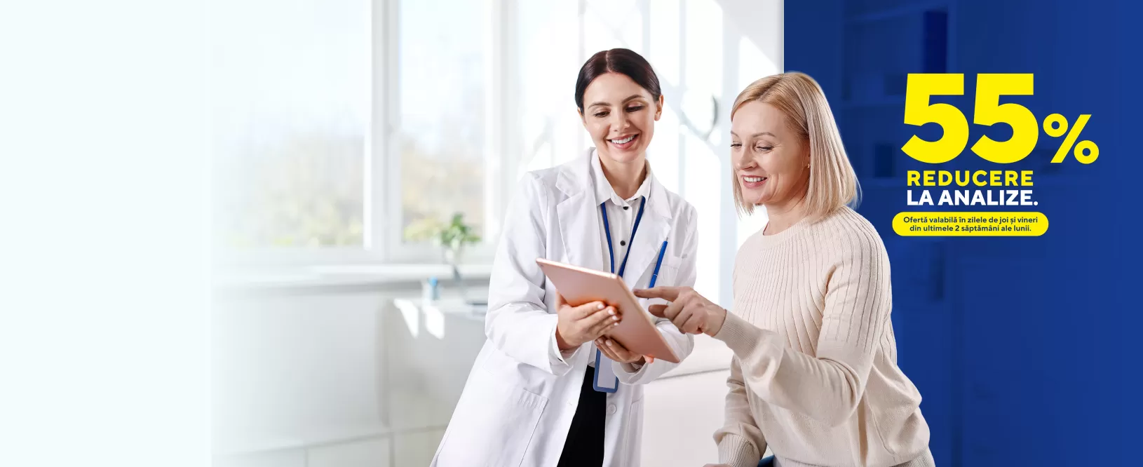 55% reducere la analizele recomandate de medic